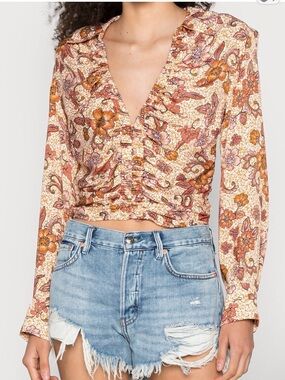 Free People I Got You Floral Print Top XS